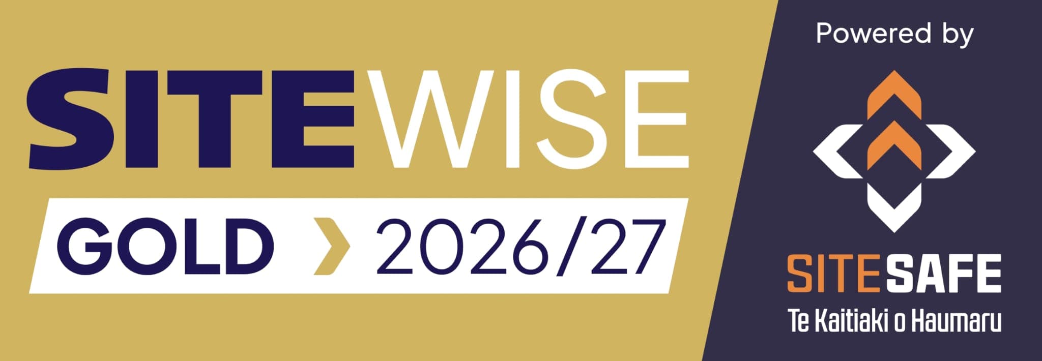 SiteWise Gold 2026/27, powered by Site Safe — Te Kaitiaki o Haumaru